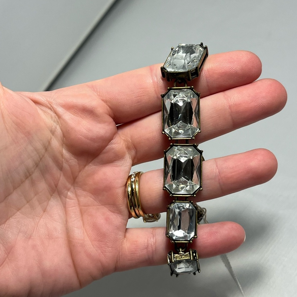 NWT J. Crew Silver and Gold Crystal Bracelet
